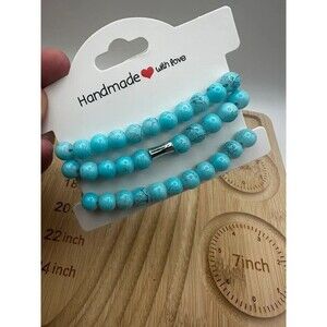 Handmade Turquoise Beaded Stretch Bracelet Set – Set of 3